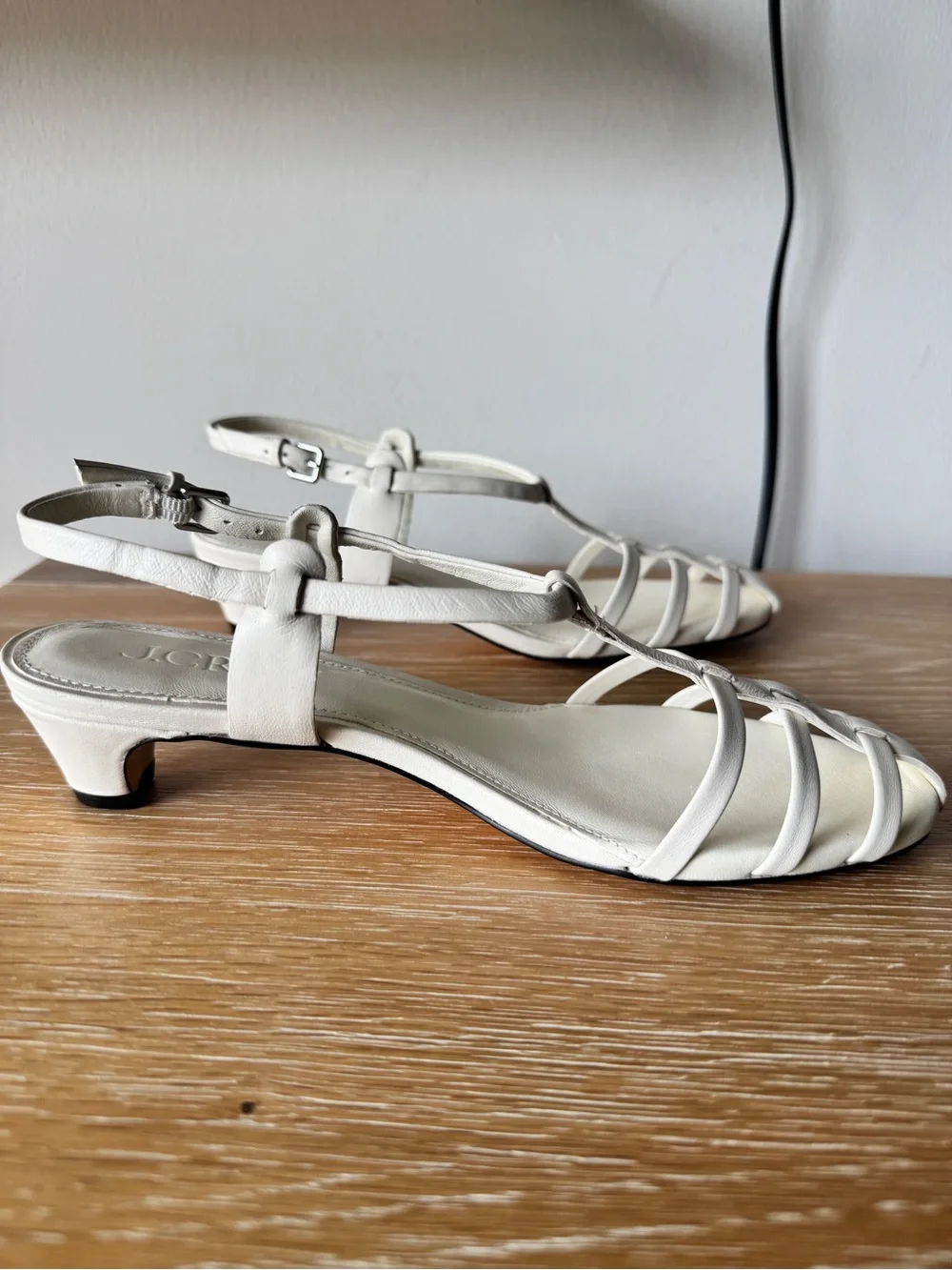 J. CREW Cage-toe kitten heels in leather, Ivory, Size 7 CR925 *with box* - Picture 14 of 15